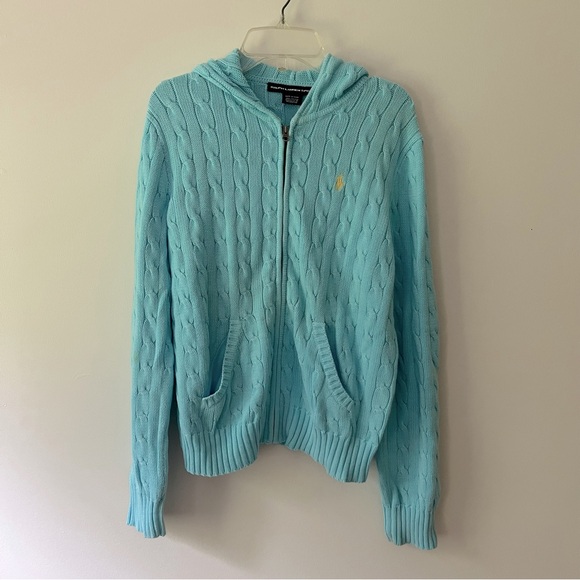 Ralph Lauren Sport Cable Knit Sweater Hoodie L - Picture 1 of 5